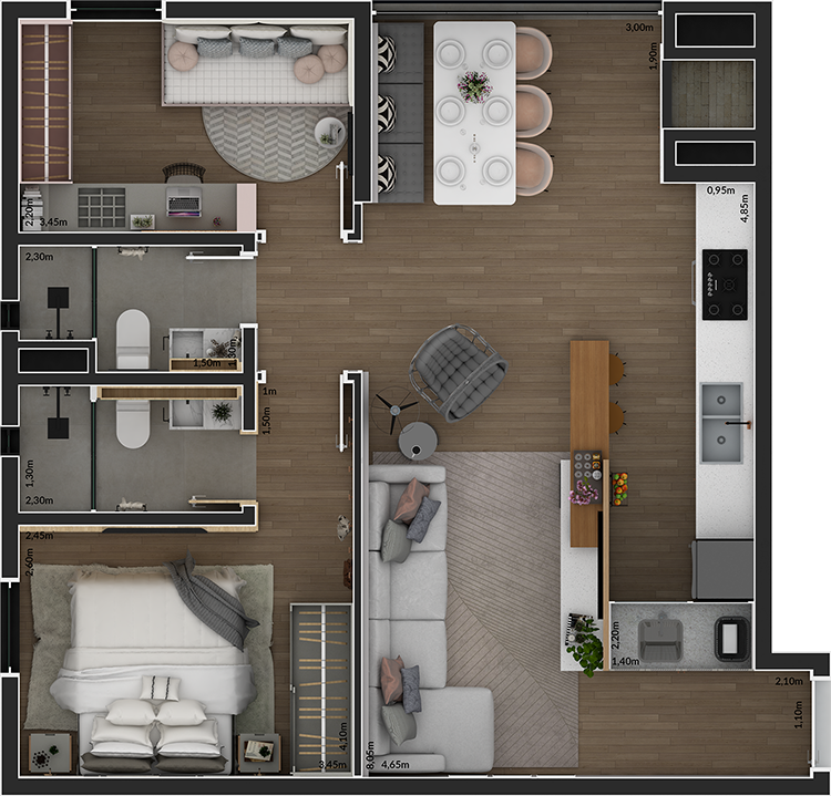 Haus109 - Living 1 Varanda Integrada