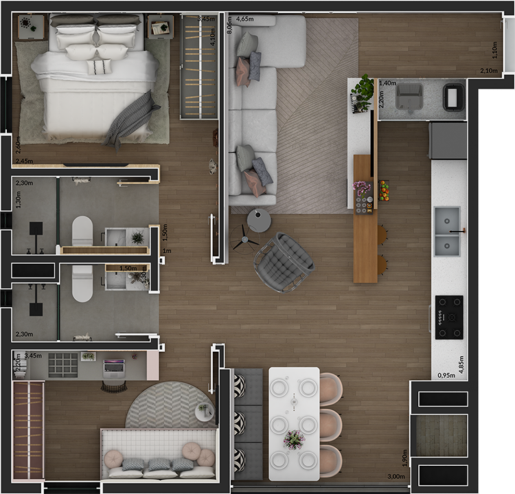 Haus109 - Living 4 Varanda Integrada